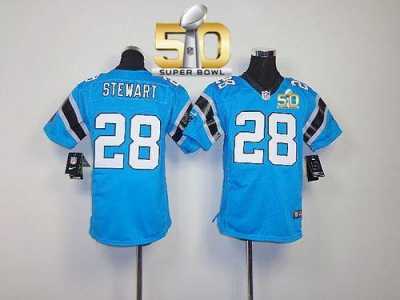 Youth Nike Panthers #28 Jonathan Stewart Blue Alternate Super Bowl 50 Stitched Jersey