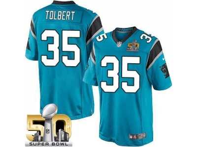 Youth Nike Panthers #35 Mike Tolbert Blue Alternate Super Bowl 50 Stitched Jersey