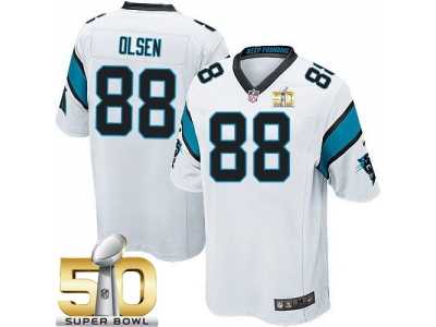 Youth Nike Panthers #88 Greg Olsen White Super Bowl 50 Stitched Jersey