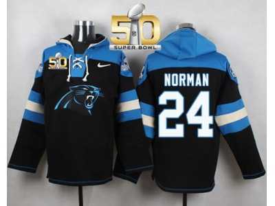 Nike Carolina Panthers #24 Josh Norman Black Super Bowl 50 Player Pullover NFL Hoodie