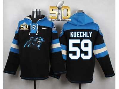 Nike Carolina Panthers #59 Luke Kuechly Black Super Bowl 50 Player Pullover NFL Hoodie