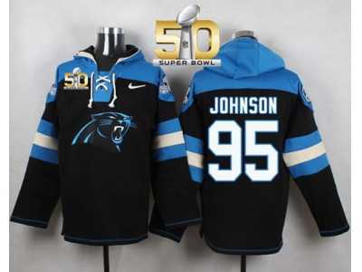 Nike Carolina Panthers #95 Charles Johnson Black Super Bowl 50 Player Pullover NFL Hoodie