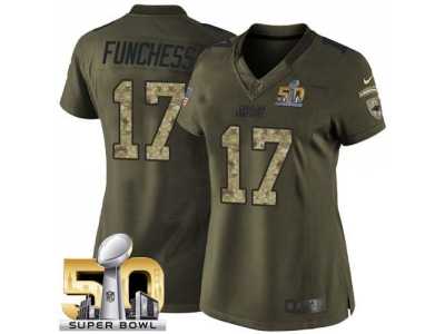 Women Nike Panthers #17 Devin Funchess Green Super Bowl 50 Stitched Salute to Service Jersey
