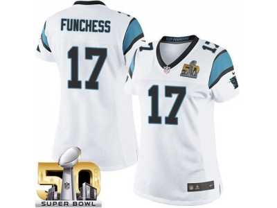 Women Nike Panthers #17 Devin Funchess White Super Bowl 50 Stitched Jersey