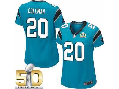 Women Nike Panthers #20 Kurt Coleman Blue Alternate Super Bowl 50 Stitched Jersey