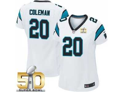 Women Nike Panthers #20 Kurt Coleman White Super Bowl 50 Stitched Jersey