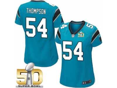 Women Nike Panthers #54 Shaq Thompson Blue Alternate Super Bowl 50 Stitched Jersey