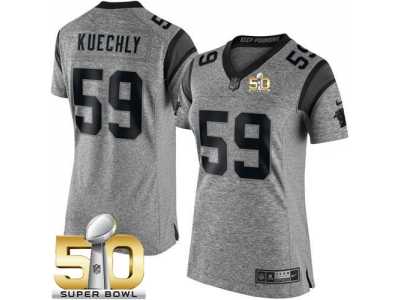 Women Nike Panthers #59 Luke Kuechly Gray Super Bowl 50 Stitched Gridiron Gray Jersey