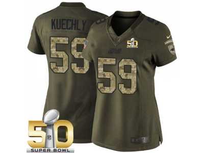 Women Nike Panthers #59 Luke Kuechly Green Super Bowl 50 Stitched Salute to Service Jersey