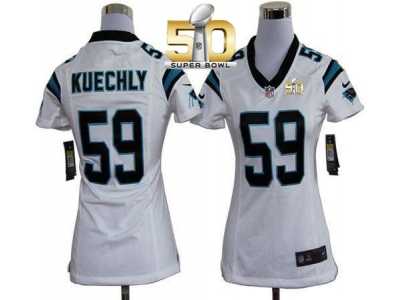 Women Nike Panthers #59 Luke Kuechly White Super Bowl 50 Stitched Jersey