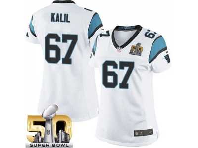 Women Nike Panthers #67 Ryan Kalil White Super Bowl 50 Stitched Jersey