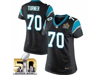 Women Nike Panthers #70 Trai Turner Black Team Color Super Bowl 50 Stitched Jersey