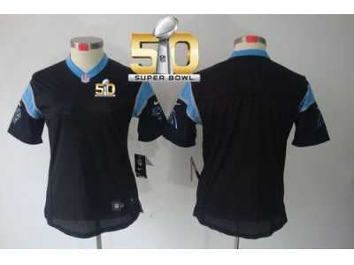 Women Nike Panthers Blank Black Team Color Super Bowl 50 Stitched Jersey