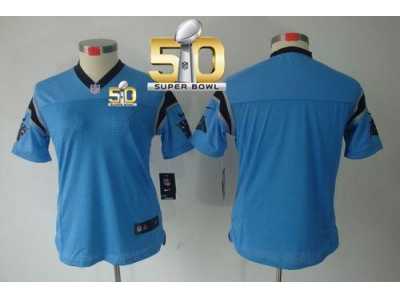 Women Nike Panthers Blank Blue Alternate Super Bowl 50 Stitched Jersey