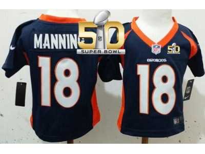 Toddler Nike Broncos #18 Peyton Manning Navy Blue Alternate Super Bowl 50 Stitched Jersey