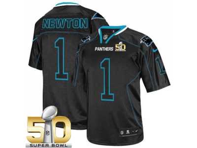 Nike Carolina Panthers #1 Cam Newton Lights Out Black Super Bowl 50 Men\'s Stitched NFL Elite Jersey