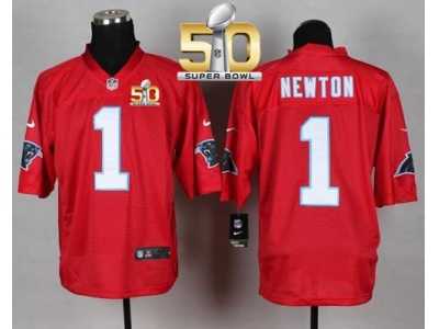 Nike Carolina Panthers #1 Cam Newton Red Super Bowl 50 Men's Stitched NFL Elite QB Practice Jersey