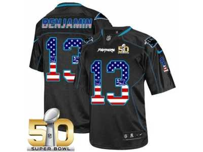 Nike Carolina Panthers #13 Kelvin Benjamin Black Super Bowl 50 Men's Stitched NFL Elite USA Flag Fashion Jersey