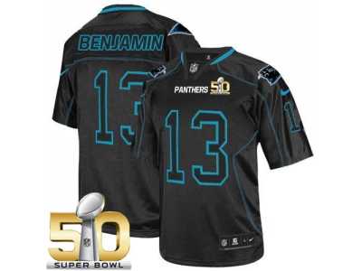 Nike Carolina Panthers #13 Kelvin Benjamin Lights Out Black Super Bowl 50 Men's Stitched NFL Elite Jersey