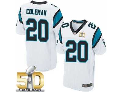 Nike Carolina Panthers #20 Kurt Coleman White Super Bowl 50 Men's Stitched NFL Elite Jersey