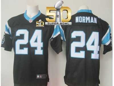 Nike Carolina Panthers #24 Josh Norman Black Team Color Super Bowl 50 Men's Stitched NFL Elite Jersey