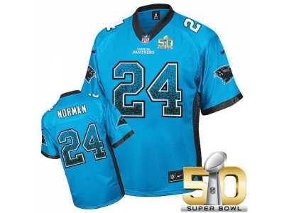 Nike Carolina Panthers #24 Josh Norman Blue Alternate Super Bowl 50 Men's Stitched NFL Elite Drift Fashion Jersey