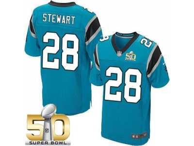 Nike Carolina Panthers #28 Jonathan Stewart Blue Alternate Super Bowl 50 Men's Stitched NFL Elite Jersey