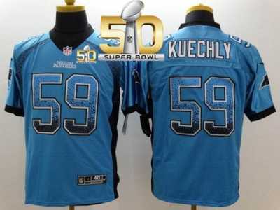 Nike Carolina Panthers #59 Luke Kuechly Blue Alternate Super Bowl 50 Men's Stitched NFL Elite Drift Fashion Jersey