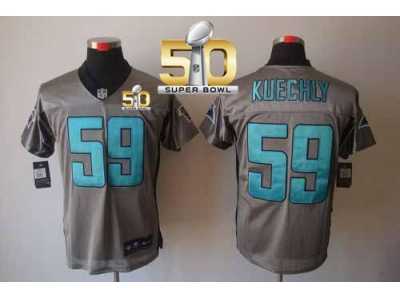 Nike Carolina Panthers #59 Luke Kuechly Grey Shadow Super Bowl 50 Men's Stitched NFL Elite Jersey