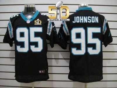Nike Carolina Panthers #95 Charles Johnson Black Team Color Super Bowl 50 Men's Stitched NFL Elite Jersey