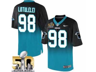 Nike Carolina Panthers #98 Star Lotulelei BlackBlue Super Bowl 50 Men's Stitched NFL Elite Fadeaway Fashion Jersey