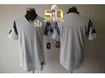 Nike Carolina Panthers Blank White Super Bowl 50 Men's Stitched NFL Elite Jersey