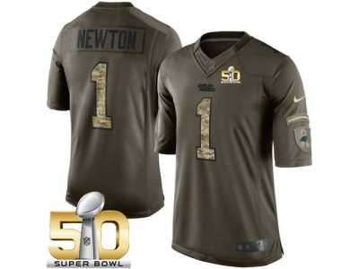 Nike Carolina Panthers #1 Cam Newton Green Super Bowl 50 Men's Stitched NFL Limited Salute to Service Jersey