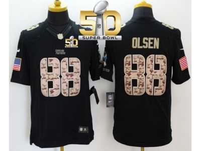 Nike Carolina Panthers #88 Greg Olsen Black Super Bowl 50 Men's Stitched NFL Limited Salute to Service Jersey
