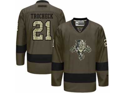 Men's Reebok Florida Panthers #21 Vincent Trocheck Authentic Green Salute to Service NHL Jersey