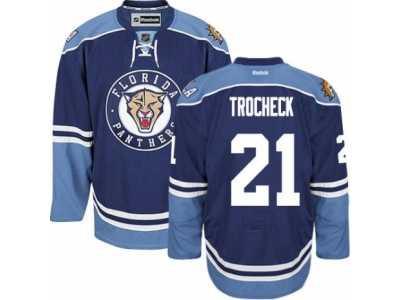 Men's Reebok Florida Panthers #21 Vincent Trocheck Authentic Navy Blue Third NHL Jersey