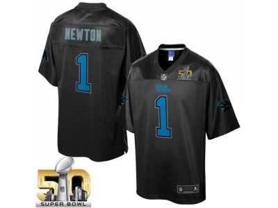 Nike Carolina Panthers #1 Cam Newton Black Super Bowl 50 Men's NFL Pro Line Black Reverse Fashion Game Jersey