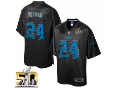 Nike Carolina Panthers #24 Josh Norman Black Super Bowl 50 Men's NFL Pro Line Black Reverse Fashion Game Jersey