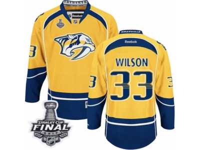 Men's Reebok Nashville Predators #33 Colin Wilson Premier Gold Home 2017 Stanley Cup Final NHL Jersey