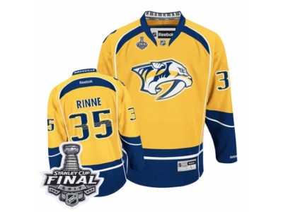 Men's Reebok Nashville Predators #35 Pekka Rinne Premier Gold Home 2017 Stanley Cup Final NHL Jersey