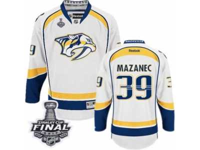 Men's Reebok Nashville Predators #39 Marek Mazanec Premier White Away 2017 Stanley Cup Final NHL Jersey