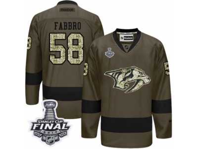 Men's Reebok Nashville Predators #58 Dante Fabbro Premier Green Salute to Service 2017 Stanley Cup Final NHL Jersey