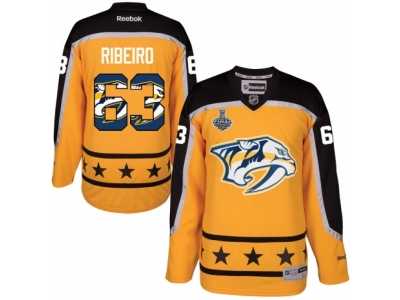 Men's Reebok Nashville Predators #63 Mike Ribeiro Authentic Gold Home 2017 Stanley Cup Final NHL Jersey New Style