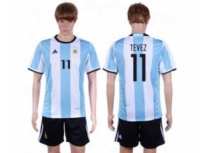 Argentina #11 Tevez Home Soccer Country Jersey