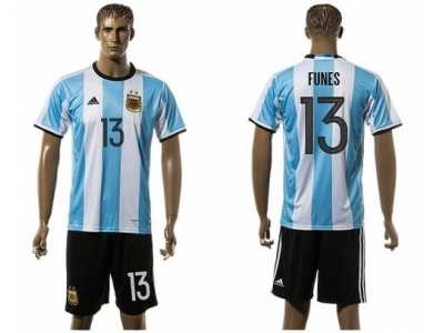 Argentina #13 Funes Home Soccer Country Jersey