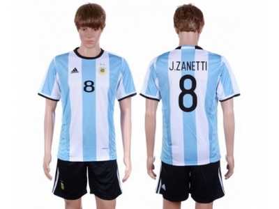 Argentina #8 J.Zanetti Home Soccer Country Jersey