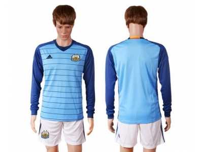 Argentina Blank Blue Goalkeeper Long Sleeves Soccer Country Jersey