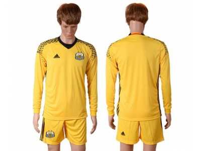 Argentina Blank Yellow Goalkeeper Long Sleeves Soccer Country Jersey