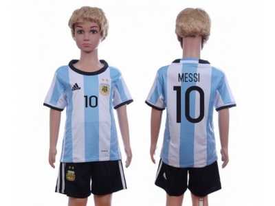 Argentina #10 Messi Home Kid Soccer Country Jersey