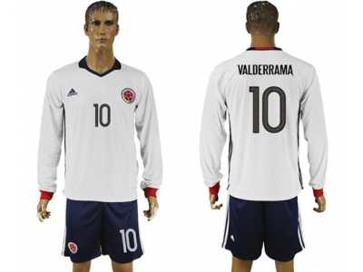 Colombia #10 Valderrama Away Long Sleeves Soccer Country Jersey